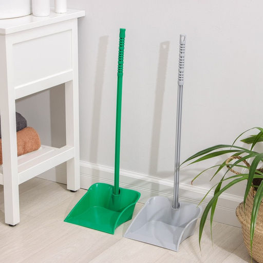 Совок для мусора Альтернатива, с черенком, пластик, 28×25×71 см, МИКС