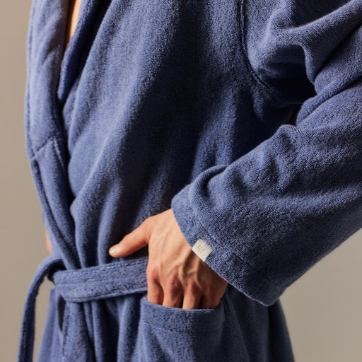 Халат махровый мужской SL HOME: Basic «Ривьера», размер S, хлопок 100%, синий