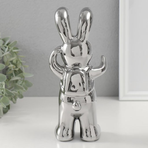 Фигурка керамика Модный зайка, серебро, 7?9.5?22 см