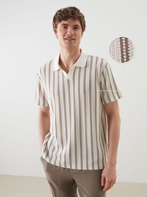 Polo Yaka ?izgili Erkek Dokulu Ti??rt