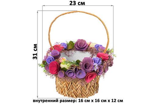 Пасхальная корзина 23*23*31см, "Весенний сад"