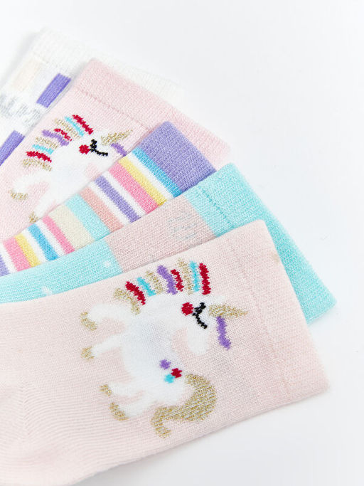 Desenli K?z ?ocuk Soket ?orap 5li