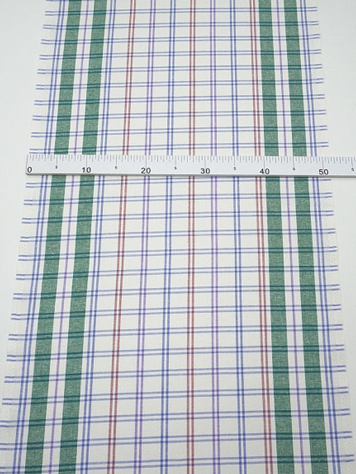 Холст полотенечный Двойная цветная клетка цв.зеленый/синий, ш.0.5м, лен-30%, хл-70%, 140гр/м.кв - Купава фото 2
