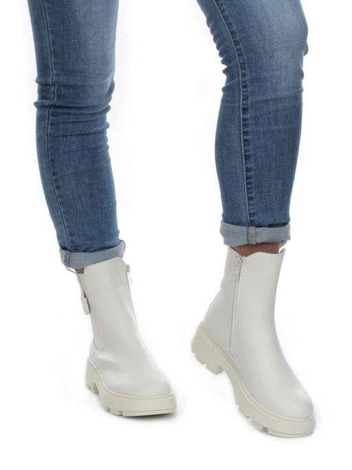 01-PCX55-2 WHITE Ботинки демисезонные женские (натуральная кожа, байка)