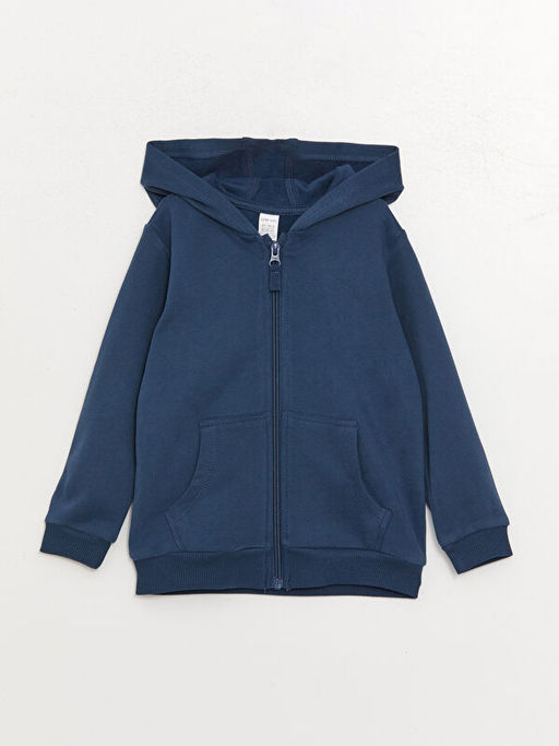 Kap??onlu Uzun Kollu Erkek Bebek Fermuarl? Sweatshirt