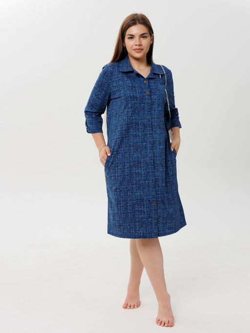 Платье женское П-127 (кулирка) Синий лён