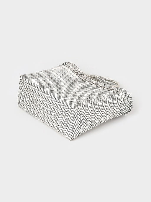 Сумка плетёная, 30×15×35 см, пластик, белая с чёрным