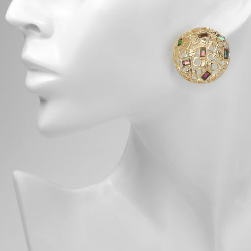 Серьги со стразами Блеск вечера клуб судьбы, белые в золоте - Qf фото 3