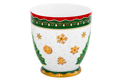 Кружка 500 мл 13,5*10*10,5 см на ножке Новогодняя елка зеленый узор NEW BONE CHINA - Elan gallery фото 8