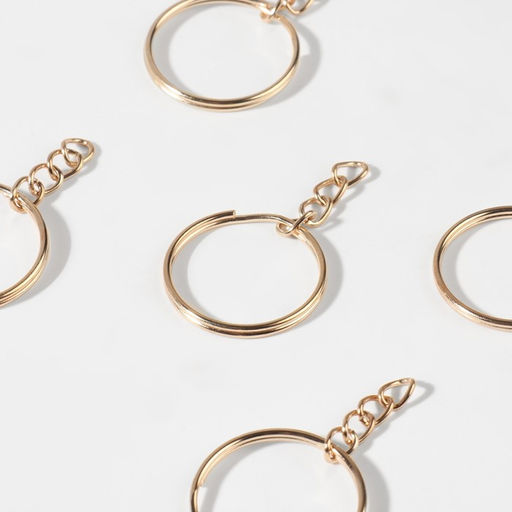 Цена за 5 шт. Основа для брелока, с цепочкой, d=25 мм, 10 шт., цвет золотой