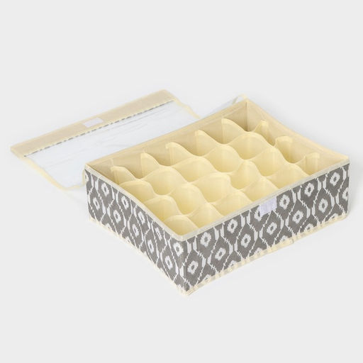 Органайзер для хранения белья Доляна Ромбы, 24 ячейки, с прозрачной крышкой, 383012 см, серый фото 5