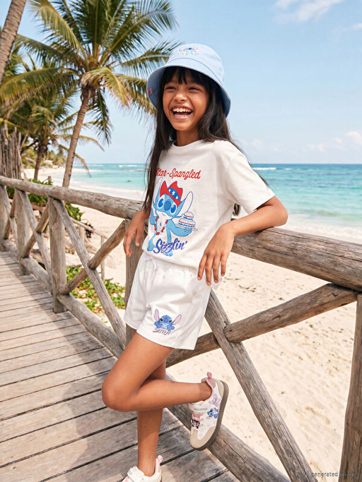 Stitch Bask?l? K?z ?ocuk Ti??rt