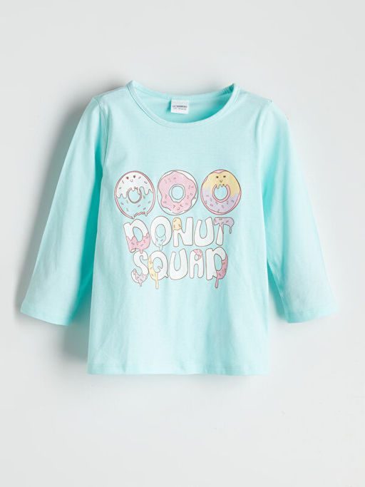 Bisiklet Yaka Bask?l? K?z ?ocuk Pijama Tak?m?