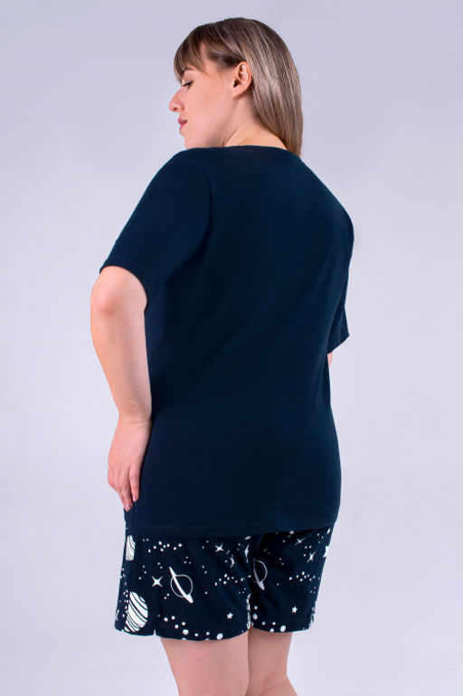 Арт. 9154 Пижама с шортами 52-58 (4 шт) Цвет:верх-темно-синий,белый,низ-темно-синий,белый - Калинка фото 4