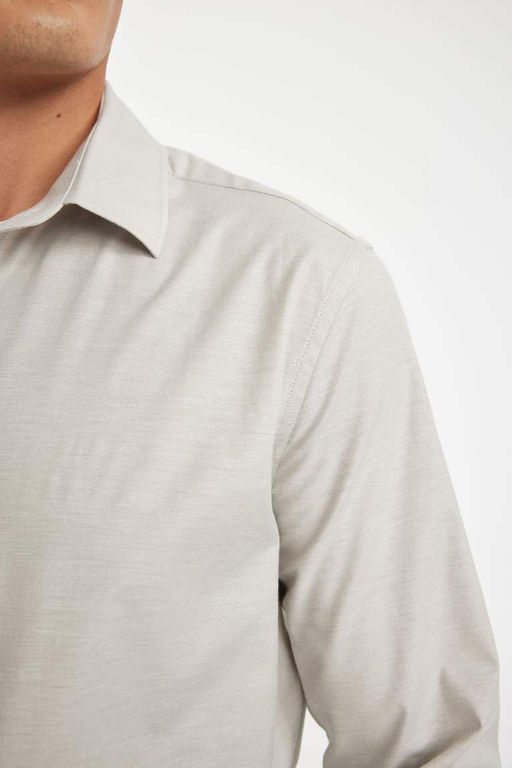 Рубашка из поплина с длинными рукавами и воротником-поло Modern Fit - Defacto фото 4