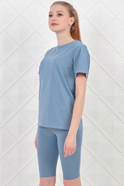 Арт. 5618 Костюм с бриджами 42-50 (5 шт) Цвет:верх- грязно-голубой, низ- грязно-голубой - Калинка фото 5