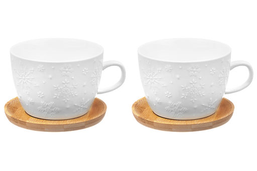 Чашка для капучино и кофе латте 500 мл Снежинки + дерев. подстав. (2 шт.) - Elan gallery фото 14