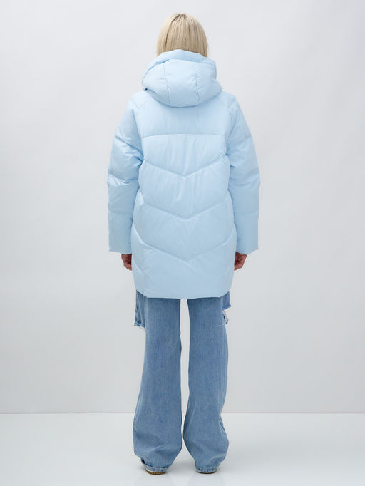 Куртка летучая мышь женская с капюшоном зимняя голубого цвета 9617Gl - Mtforce фото 5