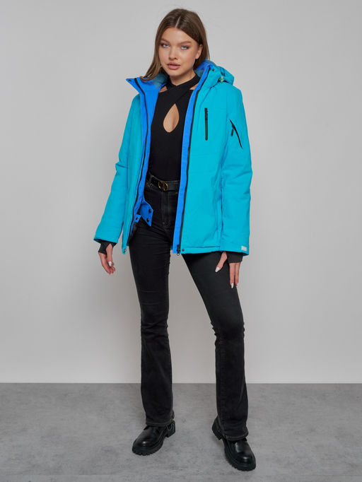 Горнолыжная куртка женская зимняя синего цвета 05S - Mtforce фото 9