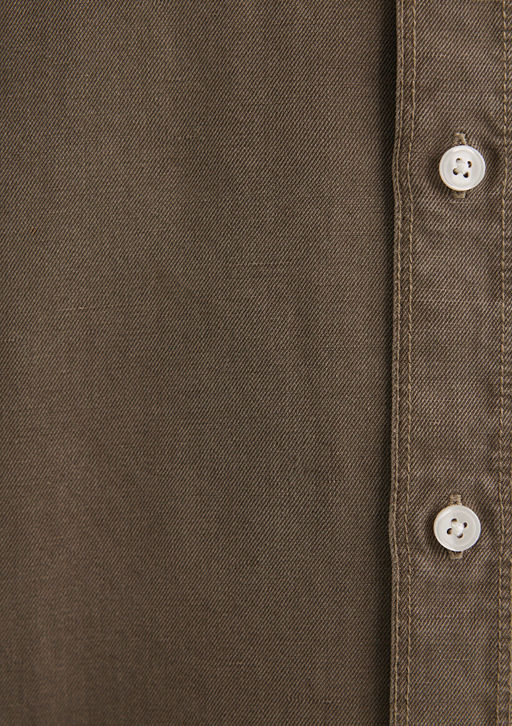 Keten Kar?s?ml? Kahverengi Tencel Gomlek - Mavi фото 6
