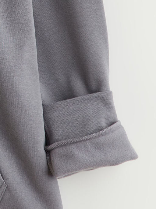 Kap??onlu Uzun Kollu Erkek Kal?n Fermuarl? Sweatshirt