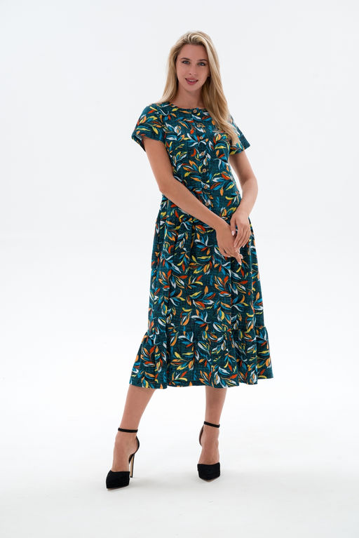 Платье женское из кулирки Кармелита веточка бирюза - Амадэль фото 6