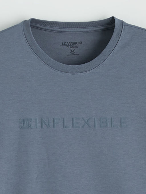 Bisiklet Yaka Bask?l? Erkek Ti??rt