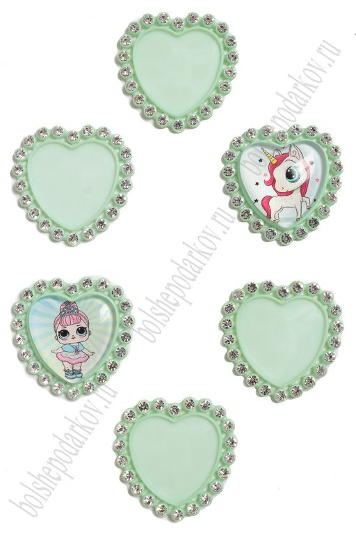 Крышечка со стразами "Сердечко" (10 шт) SF-3632, мятный №050