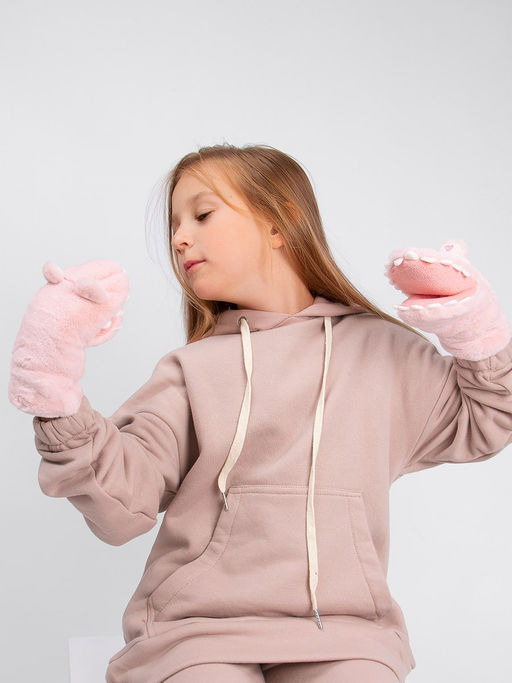 Варежки детские меховые на шнурке Kim Lin  фото 2