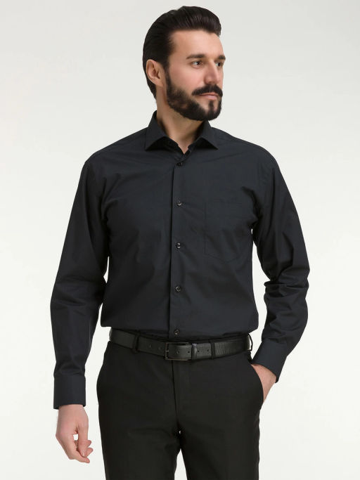 Сорочка мужская длинный рукав GREG 340/119/BLK