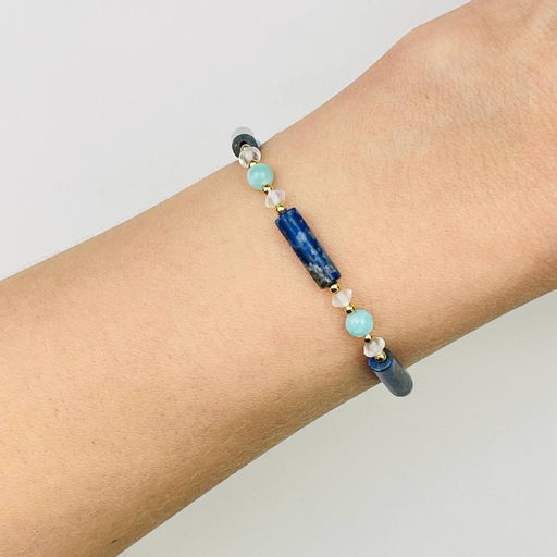 Браслет из Лазурита, Амазонита и Лунного камня 16 см +