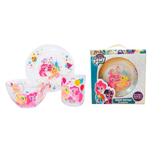 Набор "My Little Pony" 3 пр.: кружка 250 мл, салатник 13 см, тарелка 19,5 см в под. уп. арт.MLPS3G-1 /МФК/