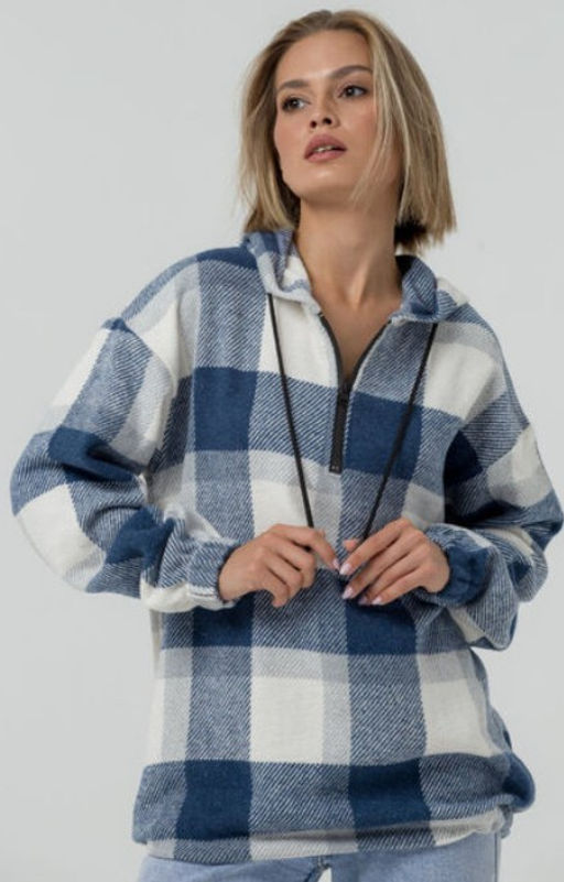 УТЕПЛЕННАЯ Толстовка клетка унисекс, т.синий - Knitka wear фото 15