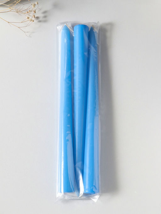 Свеча античная 25 см (набор 3 шт) 58 гр, 7 ч, цв. пастельно-голубой