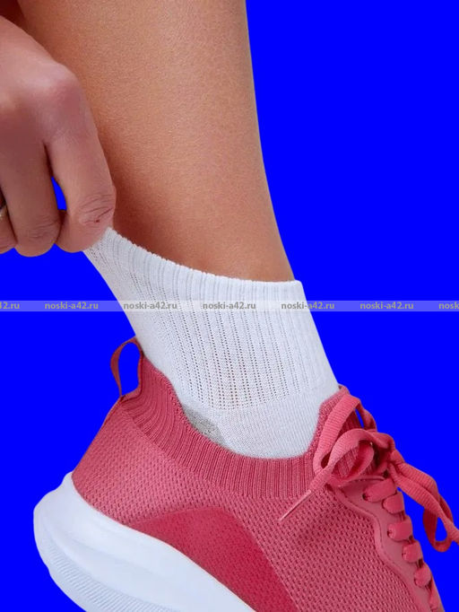 Цена за 10 пар. Носки женские укороченные белые (серая подошва) арт. 6621