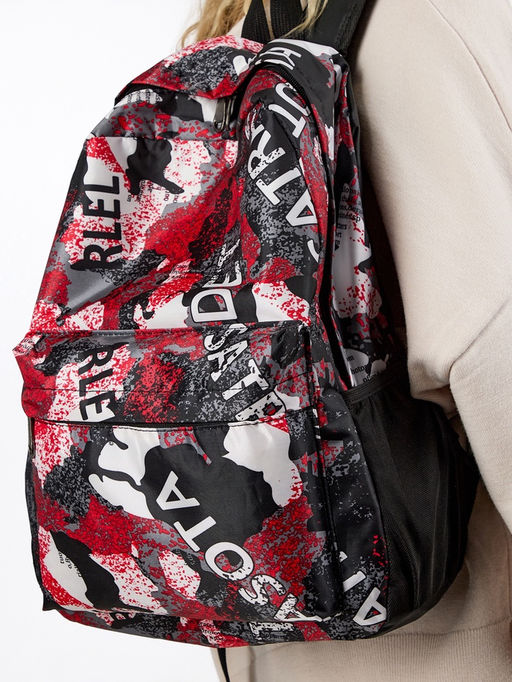 Рюкзак школьный на молнии, с карманами, с принтом, размер 30?13?42 см, голубой/серый