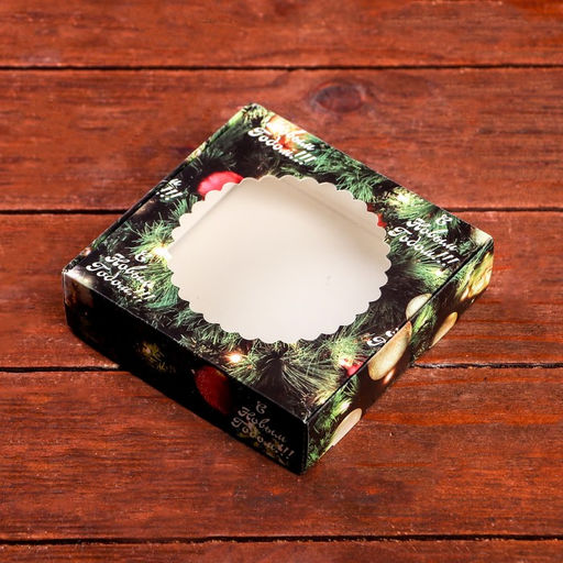 Цена за 3 шт. Подарочная коробка сборная с окном «С Новым годом», 11.5×11.5×3 см