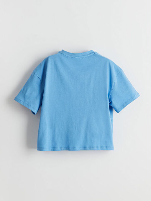 Bisiklet Yaka ?i?ekli Penye K?z ?ocuk Ti??rt