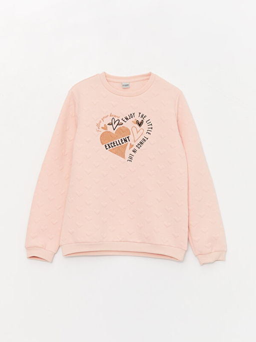 Bisiklet Yaka Bask?l? Uzun Kollu K?z ?ocuk Sweatshirt - Waikiki фото 2
