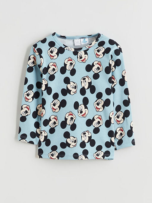 Mickey Mouse Bask?l? Erkek Bebek Pijama Tak?m