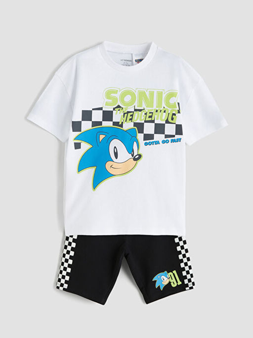 Sonic Bask?l? Erkek ?ocuk Ti??rt ve ?ort 2li