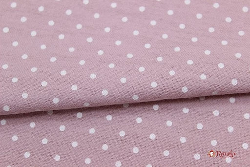 Теплый хлопок Белый горох (2мм) на розовой дымке, ш.1.49м, хлопок-100%, 140гр/м.кв - Купава фото 2