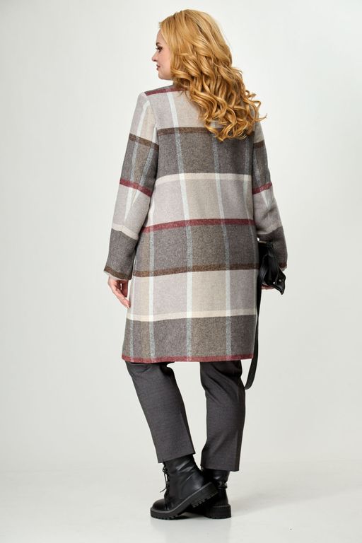 Пальто БелЭльСтиль 786 бежевая клетка фото 3