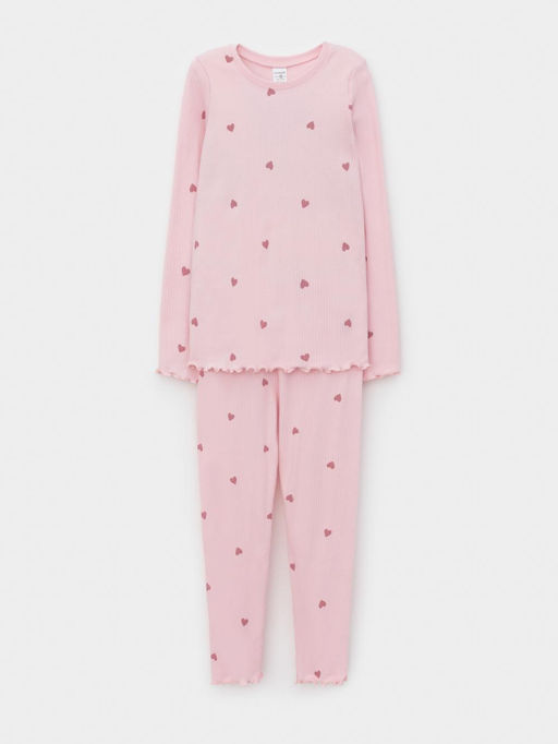 К 1618/холодный розовый,милые сердечки пижама для дев