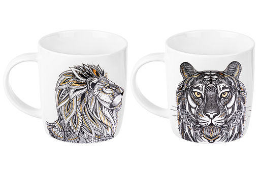 Набор кружек 2 пр. 380 мл 12,5*9*9,3 см Лев и тигр фарфор NEW BONE CHINA - Elan gallery фото 3