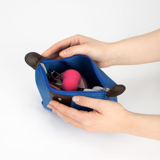 Косметичка простая на молнии, маленькая, синяя