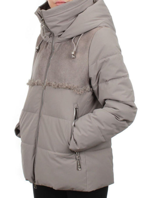 23-696 GRAY/BEIGE Куртка зимняя женская (холлоффайбер 150 гр., искусственная дубленка) - Fashion фото 5