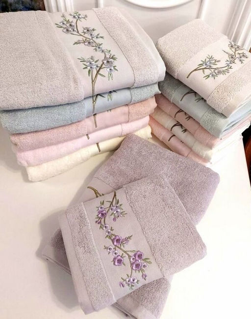 Махровое полотенце Сакура-СЕРАЯ ЛАВАНДА 50*90 см. хлопок 100% - Лен поволжья фото 2