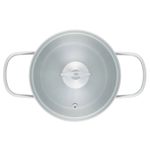 51795 WERNER Набор посуды CASINA из 4 пр. (ковш 14х7,5 см/1,2 л, кастрюля с крышкой 14х7,5 см/1,2 л, сковорода 16х4 см), с индукционным дном. Материал: нержавеющая сталь 18/10. Толщина стенок: 0,6 мм, толщина дна: 3,1 мм.