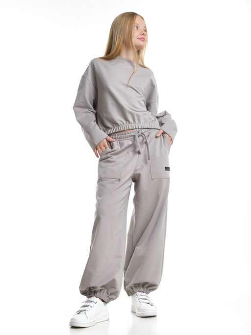 Комплект спортивный для девочки 22-7666 серый - Mini maxi фото 3